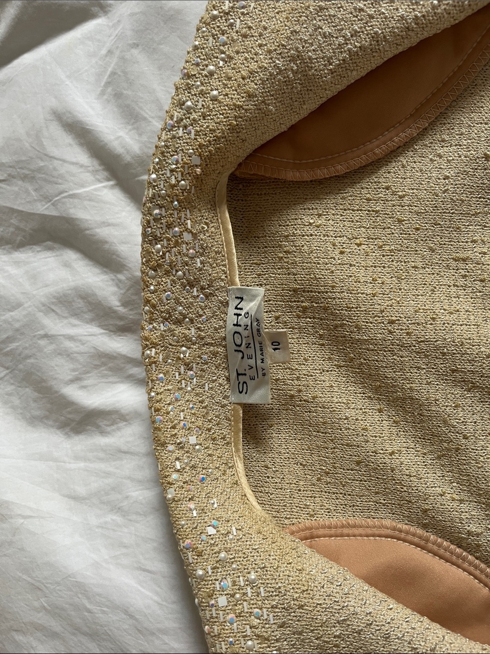 vintage St. John Evening Collection pearl paillette sequin knit zip jacket wool - Picture 13 of 16